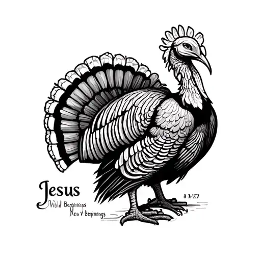 Jesus, 8/5/17, 4/11/2020, 5/31/2023, wild turkey, new beginnings, faith, family, friends  tattoo design idea