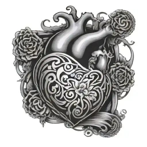 "muse" warped into heart shape tattoo design idea