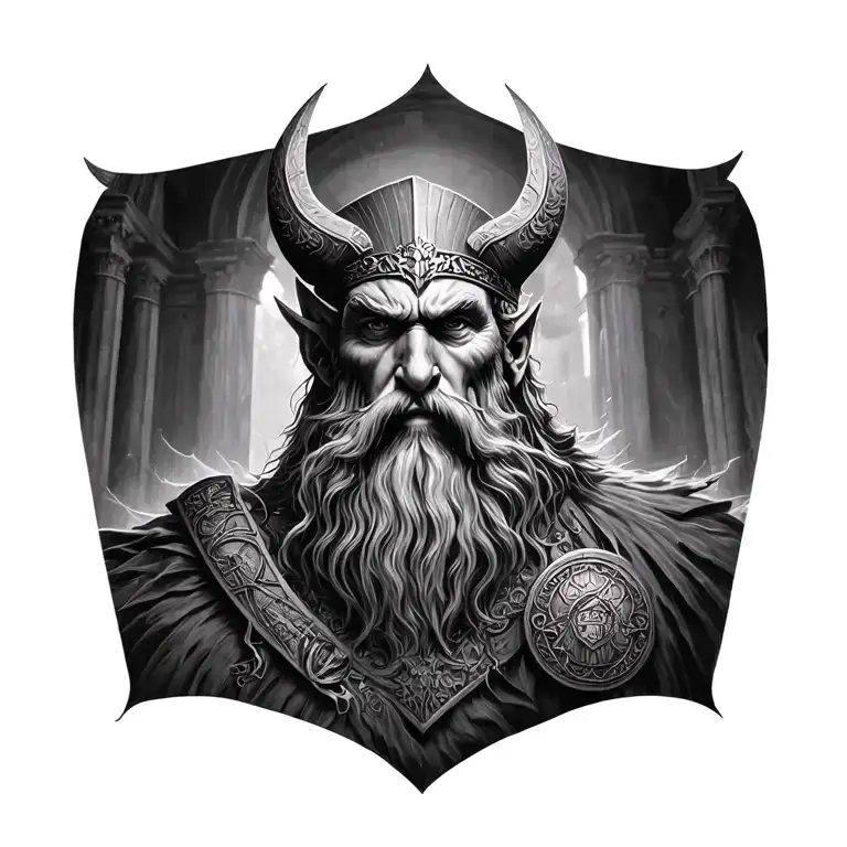 odin great hall feast tattoo design idea