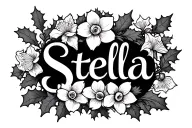 "Stella" "Stella" narcissus flowers and holly flowers tattoo design idea