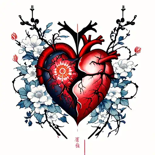 A broken soul and a heart made pieces tattoo design idea