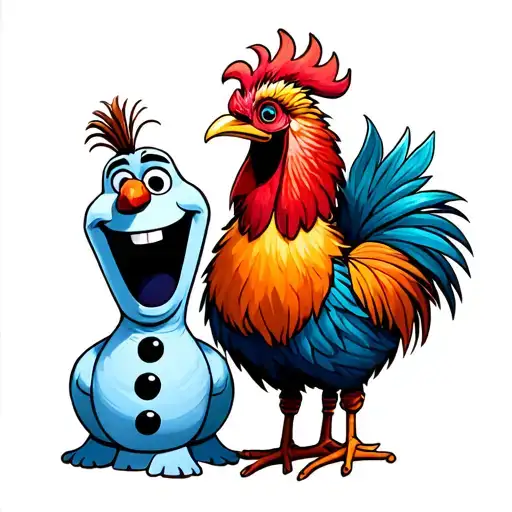 pua, hei hei and Olaf tattoo design idea