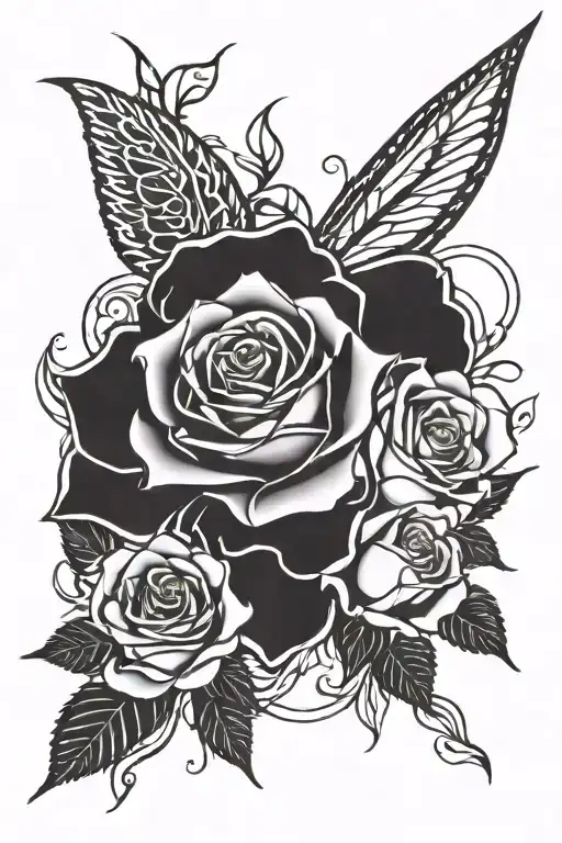 WHITE ROSE + TENNIS ELBOW + L SHAPED tattoo design idea