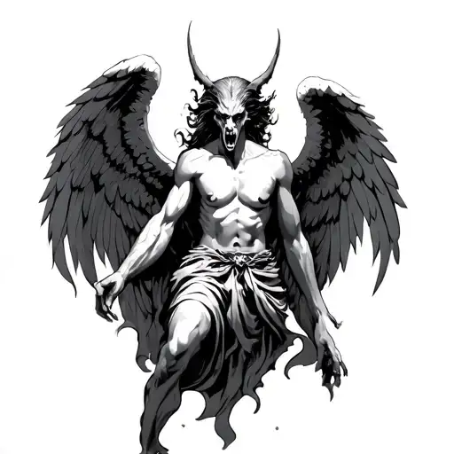 angel killing demon tattoo design idea