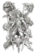 lord of the rings, final fantasy 7, and dragon ball z tattoo design idea