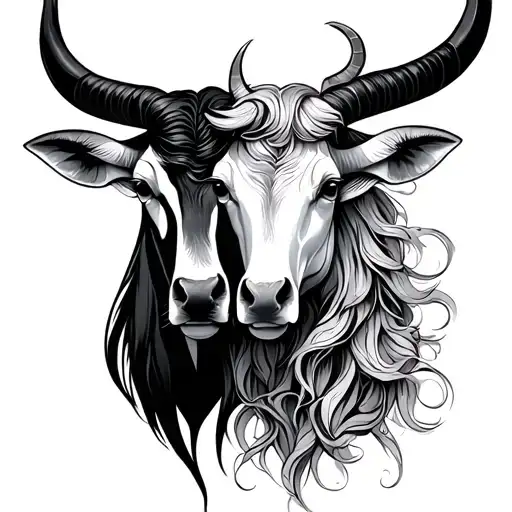 Virgo and Taurus symbol tattoo design idea