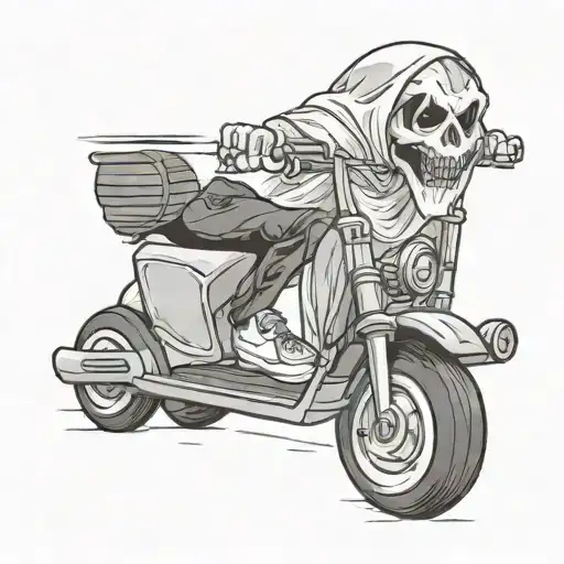 ghost face with muscles and tattoos on a kids push scooter tattoo design idea