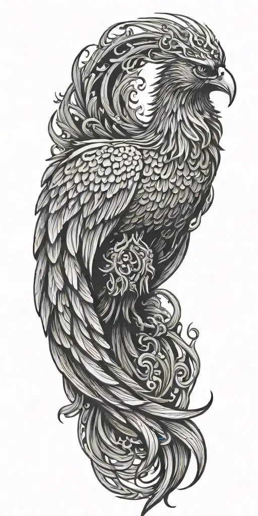 phoenix rising with negatives spiritual tattoo design idea