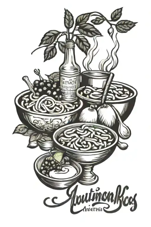 culinary masterpiece infused culinary ingredients tattoo design idea