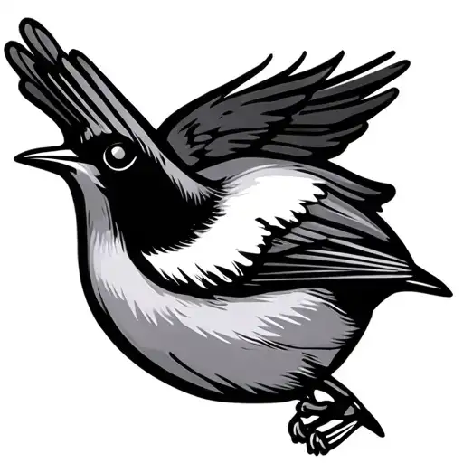 Angle Willy Wagtail bird tattoo design idea