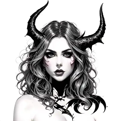 Trance with a member and boobs beautiful as a demon tattoo design idea