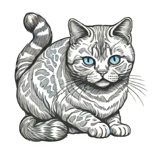 british shorthair white with grey face and blue eyes tattoo design idea