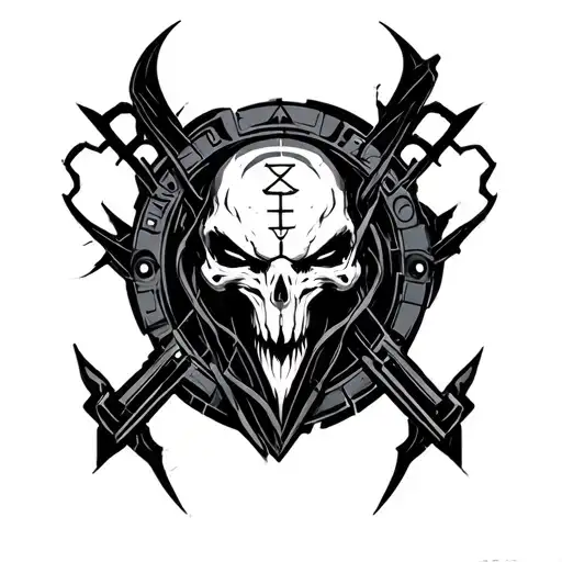 Hybrid Theory Logo combined with cyber sigilism tattoo design idea