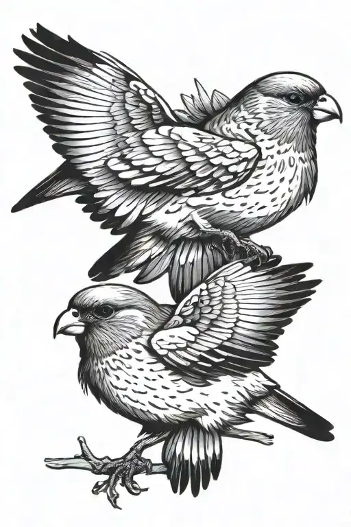 3 finch birds flying tattoo design idea
