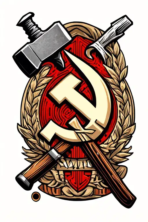 Swastika, hammer and sickle representing the strength tattoo design idea