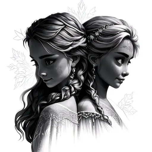 elsa and anna tattoo design idea