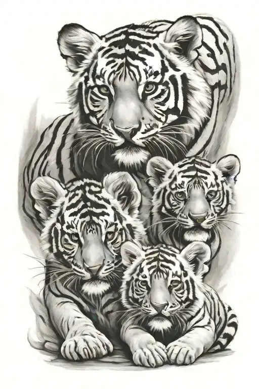 3 Tiger Cubs tattoo design idea