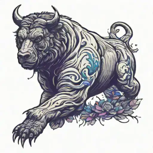 stock chart bull vs bear tattoo design idea
