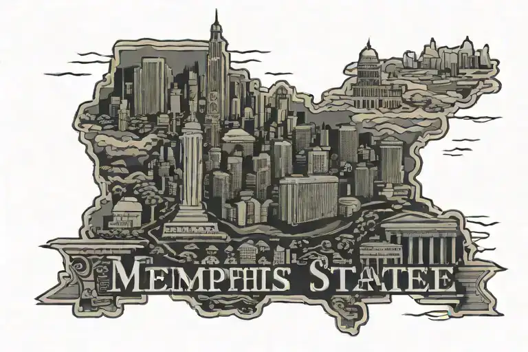 Memphis Tennessee state outline tattoo design idea