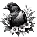 Kiwi bird with flowers tattoo design idea