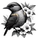 Kiwi bird with flowers tattoo design idea