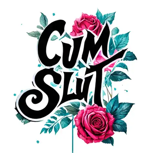 "Cum Slut" stylish text tattoo design idea