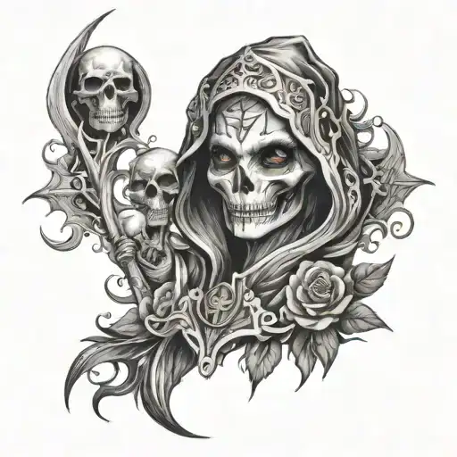 beautiful necromancer tattoo design idea