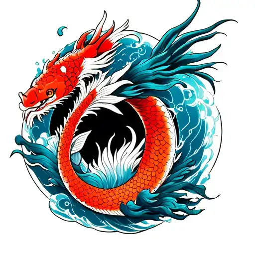 koi evolutions into Dragon  tattoo design idea