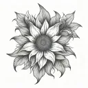 lily flower and sunflower flower tattoo design idea
