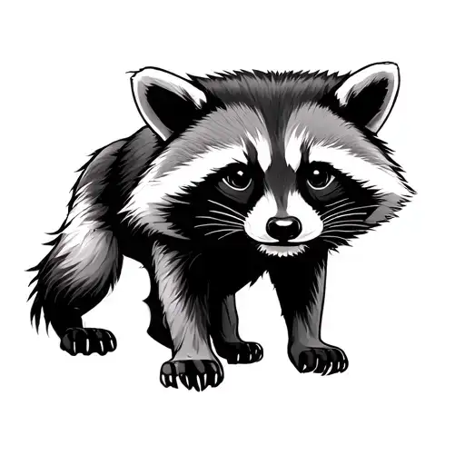 half raccoon half lion standing tattoo design idea