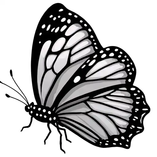 semicolon butterfly with wire wings flying on side angle tattoo design idea