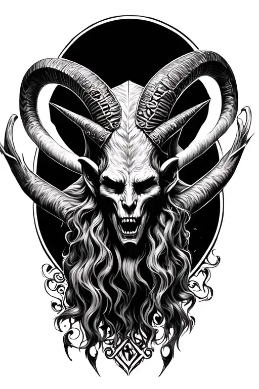 baphomet satanic half sleeve tattoo design idea
