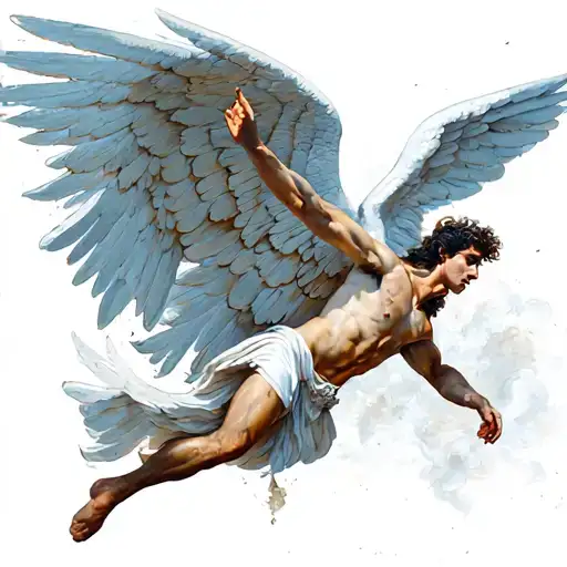 Icarus falling, fallen angel tattoo design idea
