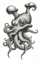 squid holding tattoo design idea