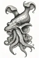 squid holding tattoo design idea