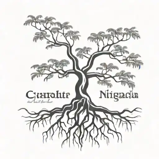 tree with deep roots Cuban flag incorporated Nicaragua flag incorporated  tattoo design idea