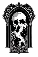 Gothic Cathedral Ceiling or window arch as frame reminiscent tattoo design idea