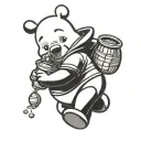 winnie the pooh with honey pot tattoo design idea