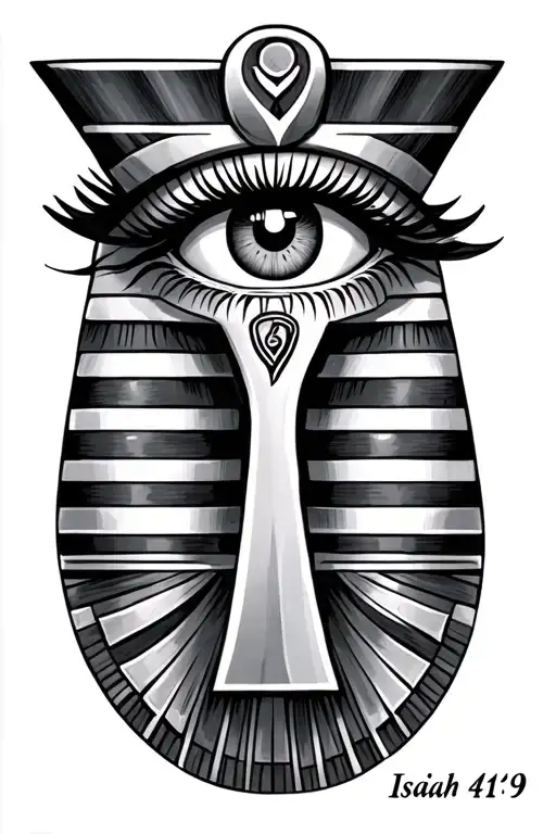 eyes of horus eye and ra eye ankh with scripture Isaiah 41:9 tattoo design idea