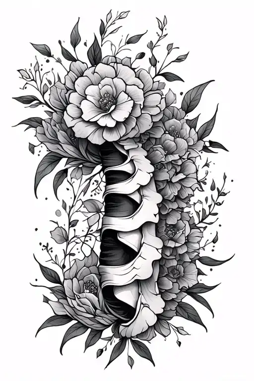 Long and dainty tattoo on the spine tattoo design idea