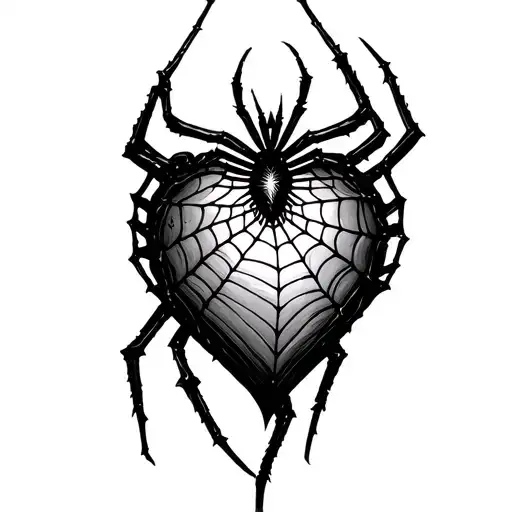 love heart spider web design tattoo design idea