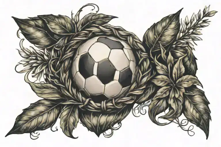 Football and laurel wreath tattoo design idea