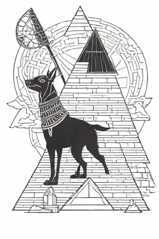 anubis and a pyramid  tattoo design idea