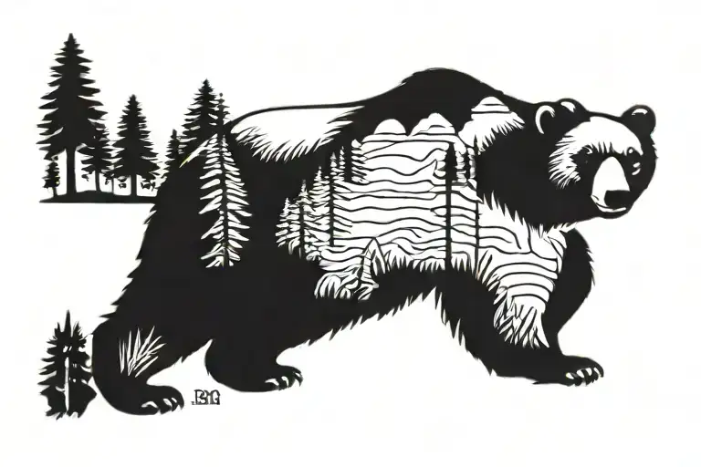 California bear standing tattoo design idea