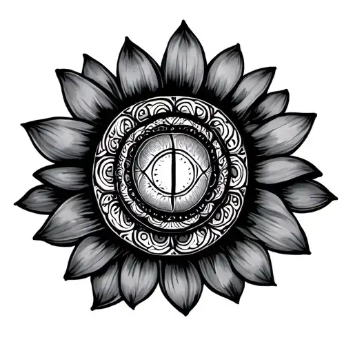 chakra symbol and lotus flower tattoo design idea