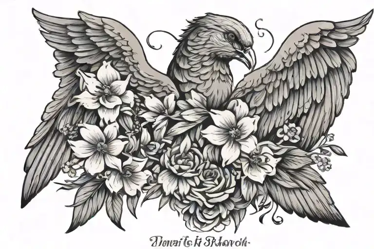 Angelic Wings - with I love you - canary free - also december narcis flowers - minimal tattoo  tattoo design idea