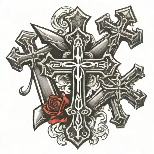 three crosses horizontally tattoo design idea