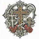 three crosses horizontally tattoo design idea