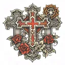 three crosses horizontally tattoo design idea