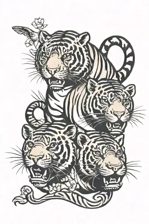 tiger and hippo tattoo design idea